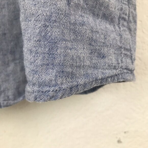 Ike Behar Short Sleeve Linen/Cotton Button Down Blue Shirt | size L - Picture 11 of 11